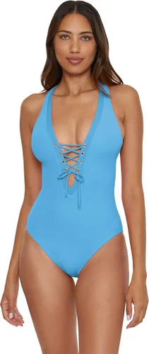 Vista 8 de BECCA Traje de baño moderno de una pieza para mujer, cuello profundo, entrecruzado, trajes de baño