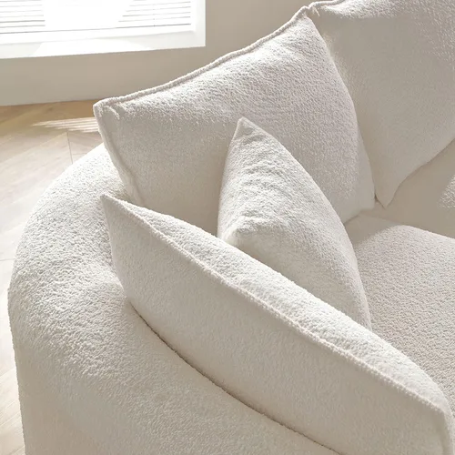 Vista 6 de Sofá curvado de tela Boucle de 124.8 pulgadas, sofá tapizado contemporáneo seccional de 4 asientos para sala de estar y oficina, diván izquierdo