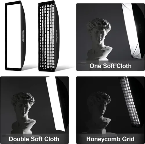 Vista 9 de Godox Caja de luz de rejilla Honeycomd de abeja de 13 x 63 pulgadas con anillo de velocidad de montaje Bowens compatible con Godox Studio Flash