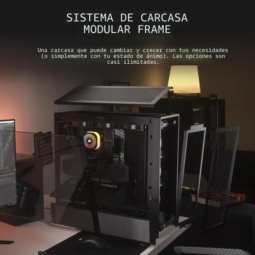 Vista 4 de [Usado] CORSAIR 4000D RS Frame Modular de alto flujo de aire para torre media de PC – 3 ventiladores CORSAIR RS – Sistema de montaje de ventilador