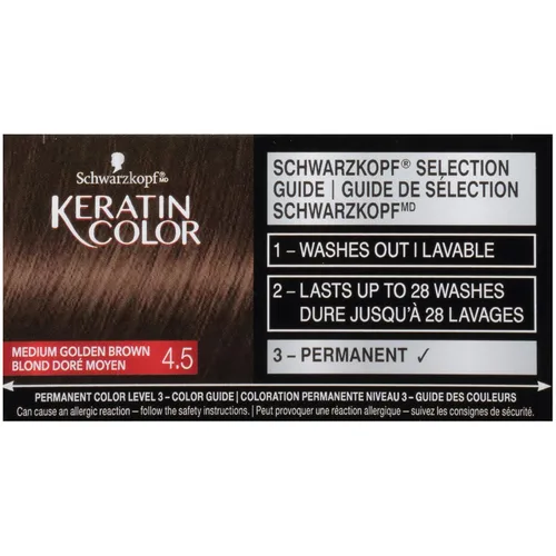 Vista 11 de Schwarzkopf Keratin Color - Crema permanente para el cabello, 4.5 castaño dorado medio