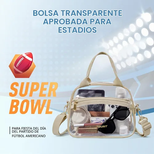 Vista 2 de TOURIT Bolsa de almuerzo transparente aprobada para estadios, bolsa transparente con correa ajustable, lonchera transparente para mujeres y hombres