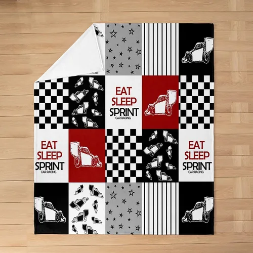 Vista 3 de jejeloiu Eat Sleep Sprint - Manta de felpa de 50 x 60 pulgadas, juego de manta de franela de forro polar rojo y blanco para niños, adolescentes