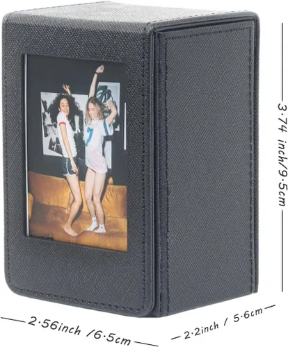 Vista 5 de Orga'Neat Estuche de Almacenamiento Portafotos para Película Fujifilm Instax Mini 12/11/90/40/9/8/7/7+/EVO, Portafotos de Cuero PU con Bolsillo Negro