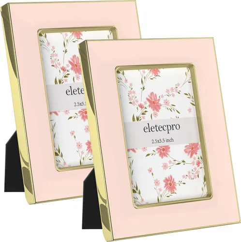 Vista 51 de eletecpro 4x6 Enamel Picture Frame with Real Glass Cover, Pink, 1-Pack Rosa con oro