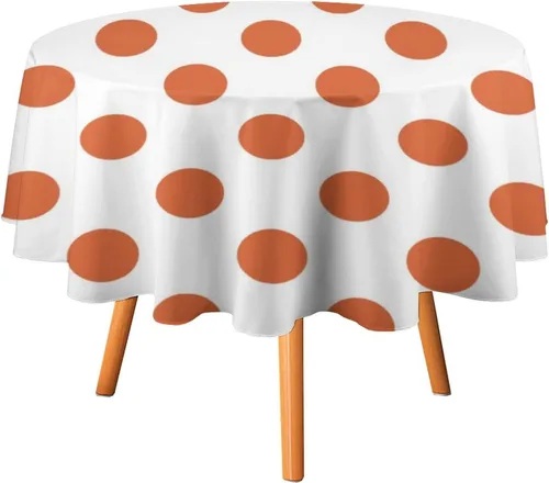Vista 18 de Mantel redondo lavable de lunares negros sobre beige de 50 pulgadas para cocina, comedor, fiesta, decoración moderna