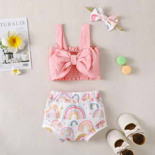 Vista 2 de PadaGooder Traje de verano para bebé niña, traje de arcoíris para bebé niña