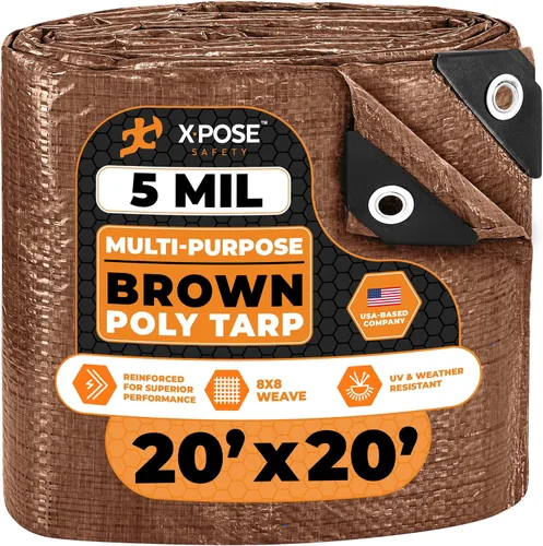 Vista 77 de Xpose Safety - Lona de polietileno ligera azul – Funda protectora multiusos, paño de goteo – duradero, impermeable, resistente a la intemperie