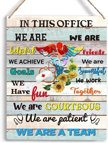 Vista 8 de Dear My Team - Arte de regalo de enfermera, arte de pared para personal médico, letrero colgante de madera inspirador para oficina, 10 x 8 pulgadas