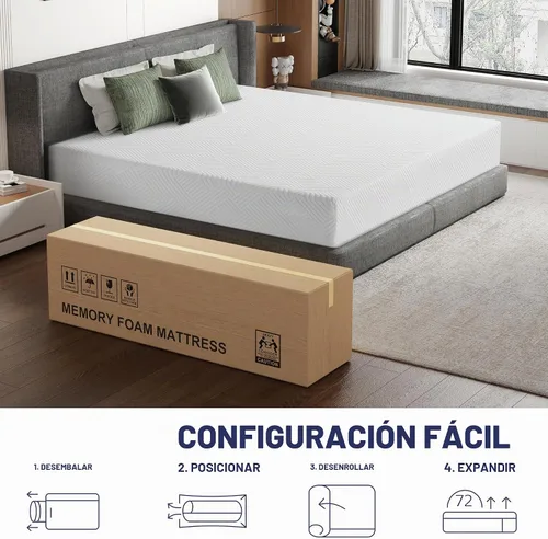 Vista 9 de Colchón tamaño Queen de 10 pulgadas, colchón de espuma viscoelástica de gel Blanco