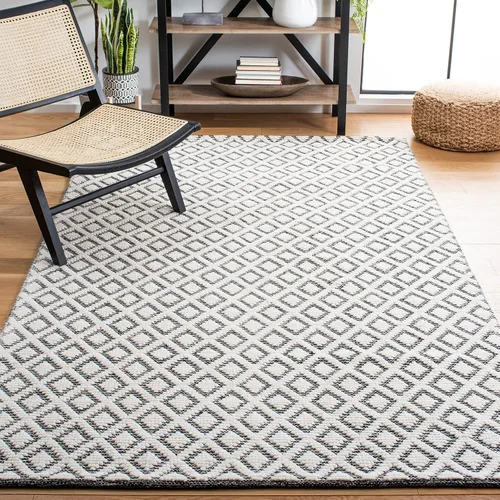 Vista 52 de SAFAVIEH Vermont Collection - Alfombra decorativa de 2 pies 3 pulgadas x 4 pies, marfil y negro, lana hecha a mano, ideal para zonas de alto tráfico
