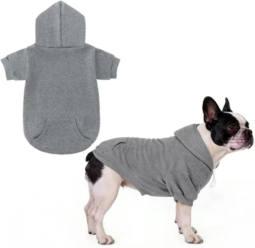 Vista 10 de KOOLTAIL Sudadera básica con capucha para perro, suave y cálida, con agujero para correa y con bolsillo, abrigo de invierno para perros, ropa
