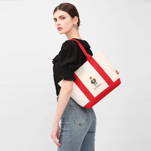 Vista 2 de Bolsa de lona para mujer, bolso de hombro con asa superior, bolso casual para ir de compras