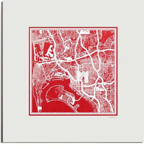 Vista 67 de O3 Design Studio San Diego, CA Paper Cut Map Matted Grey 20x20 in Paper Art