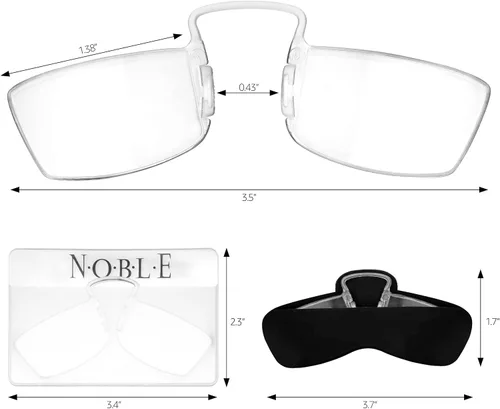 Vista 3 de Noble - Gafas de lectura pequeñas (paquete de 3) – Lectores sin montura con 3 portatarjetas de crédito y 1 funda para teléfono celular – Trucos