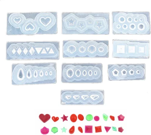 Vista 9 de Paquete de 10 moldes de silicona para arte de uñas, moldes decorativos de resina, plantillas de arte de uñas, herramienta de curación principal