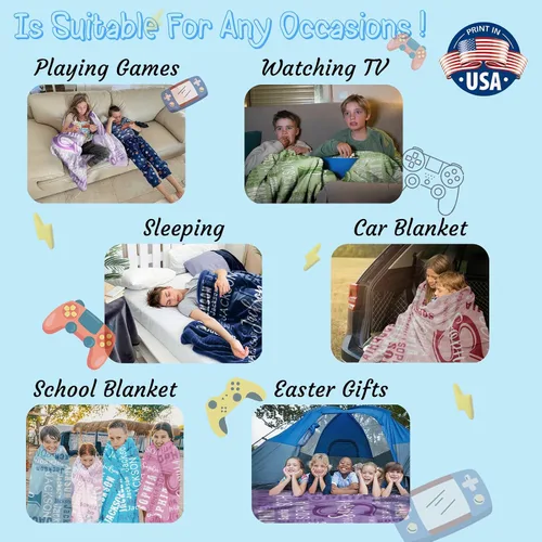 Vista 5 de Envío al día siguiente, manta personalizada para niños adolescentes - impresa en EE. UU., manta de franela con nombre personalizado, mantas