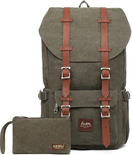 Vista 34 de KAUKKO Mochila de viaje para laptop, mochila al aire libre, mochila causal para 15.6 pulgadas (nailon negro)