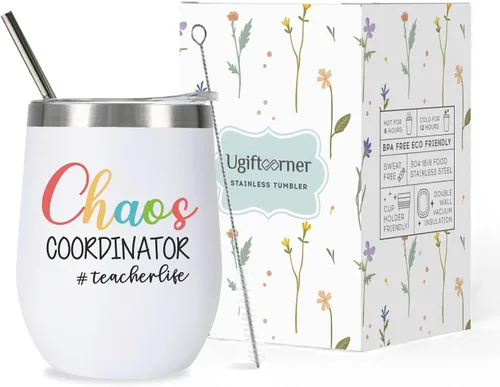 Vista 11 de Regalos de agradecimiento a maestros para mujeres y hombres, vaso aislado de 12 onzas con caja de regalo, regalo de fin de año, graduación, Navidad