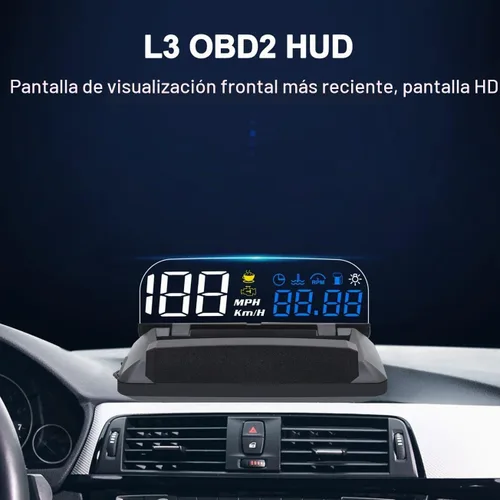 Vista 2 de KAOLALI Pantalla de Visualización de Cabeza para Coche HUD Velocímetro Odómetro OBD2 HD 3D Reflejo Pantalla Multifunción Alarma de Exceso