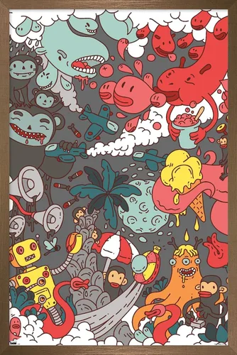 Vista 14 de Trends International Party Pooper - Póster de pared, 22.4 pulgadas de largo x 14.7 pulgadas, versión enmarcada en madera de granero Versión