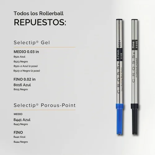 Vista 7 de Cross Selectip - Recambio de bolígrafo de gel, paquete individual, tinta Negro