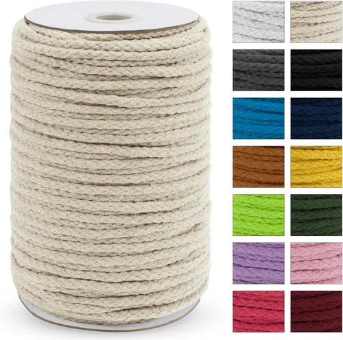 Vista 16 de JeogYong Cuerda trenzada de macramé de 0.197 in x 295 pies, cuerda de algodón trenzada natural de 8 hebras, cuerda de macramé de colores para colgar