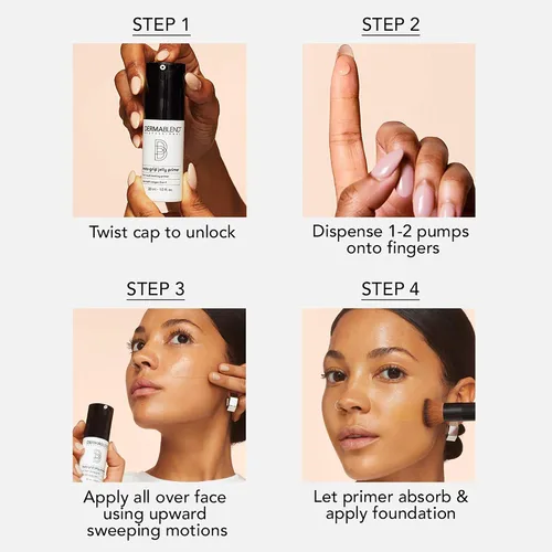 Vista 5 de Dermablend Insta-Grip Jelly Primer, maquillaje facial, pre-base facial sin silicona para piel seca, minimización de poros con duración de 24 horas