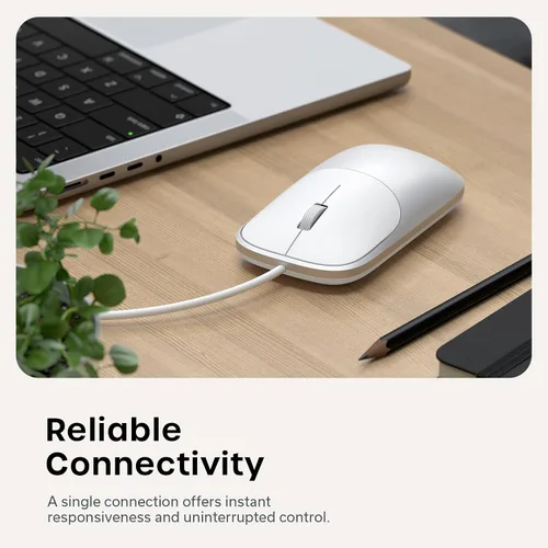 Vista 4 de Satechi Ratón delgado LX con cable, diseño USB-C de aluminio, color Plateado