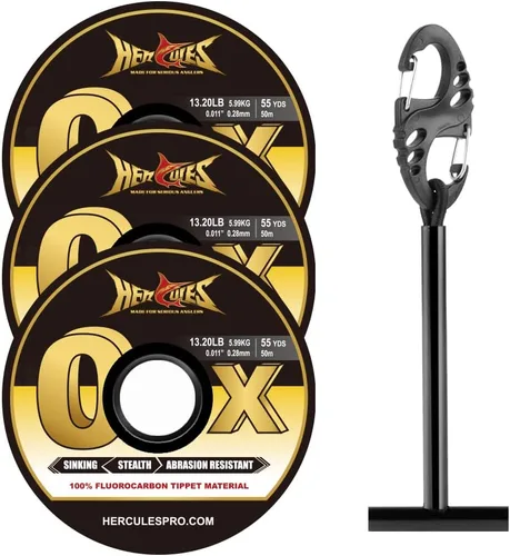 Vista 28 de HERCULES Tippet de pesca con mosca, paquete de 3 con soporte para volquetas, 55 yardas