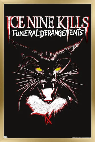 Vista 15 de Ice Nine Kills - Póster de pared con diseño de gato, 22.4 pulgadas de largo x 14.7 pulgadas de ancho, versión enmarcada de madera de granero Versión
