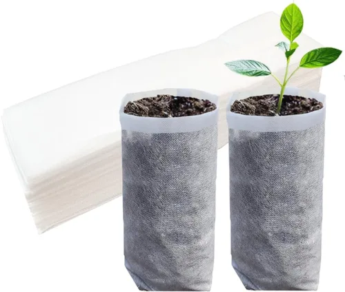 Vista 8 de Belit 50 piezas de 26 cm de alto bolsas de cultivo de vivero profundas, macetas de plantas no tejidas para el inicio de plantas enraizadas, Negro