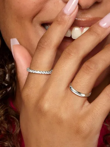 Vista 2 de Suplight Anillos entrelazados de plata de ley para mujer, anillo simple para ansiedad, anillos de polvo de estrellas lisos, anillo apilable