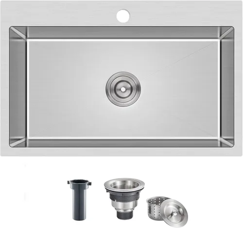 Vista 15 de ROVATE Fregadero de barra empotrable de 13 x 15 x 8 pulgadas, Fregadero de cocina pequeño de montaje superior de un solo compartimento, Fregaderos