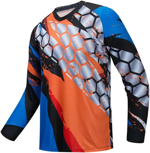 Vista 90 de Hotlion Camiseta de ciclismo para hombre, manga larga, MTB Motocross, ropa de carreras todoterreno