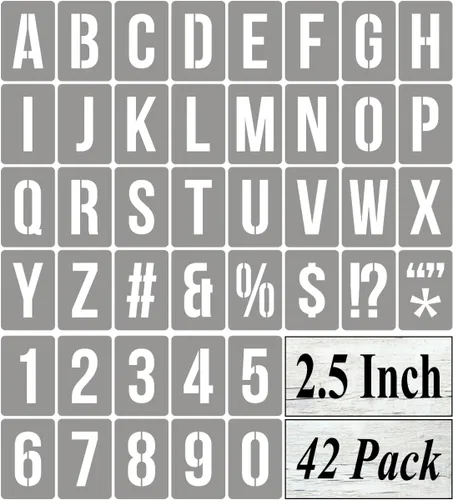 Vista 9 de Plantillas de letras del alfabeto de 1 pulgada para pintar, paquete de 42 plantillas de letras y números con letreros para pintar sobre madera