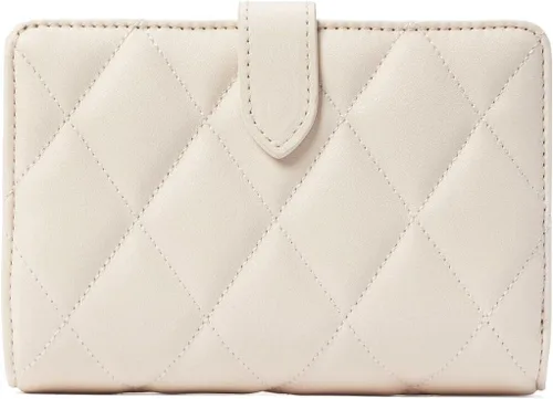 Vista 4 de Kate Spade Carey - Cartera plegable de cuero acolchado suave (pergamino), tamaño mediano, Pergamino, Cartera compacta