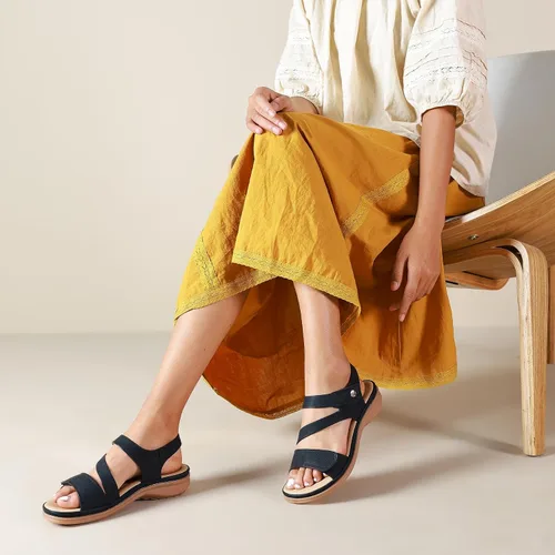 Vista 4 de Littleplum - Sandalias para mujer con soporte de arco - Sandalias planas cómodas para mujer, zapatos ortopédicos ajustables transpirables