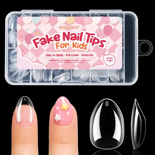 Vista 11 de Modelones Puntas de uñas cortas de almendra, 360 unidades, transparentes