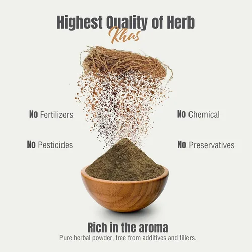 Vista 6 de Herbsforever Khas Powder - Vetiveria Zizanioides - Fuente de vitaminas, proteínas, minerales y fibra dietética - Sin OMG, orgánico, vegano - 454 GMS
