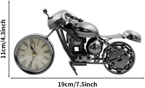 Vista 2 de Winterworm Hermoso modelo de motocicleta con reloj, adorno de metal de hierro, retro, negro, para mujer, hombre, cumpleaños, Navidad, papá, hombre