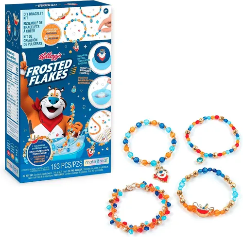 Vista 7 de Make It Real: Kellogg's Cerealsly Cute - Rice Krispies - Kit de pulsera de bricolaje, 178 piezas, dijes de Snap-Crackle-Pop, crea 4 pulseras