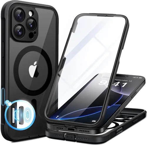 Vista 25 de BERFY Funda para iPhone 12 Pro Max, compatible con MagSafe, protector de pantalla de privacidad integrado y protección de cámara, antiespía