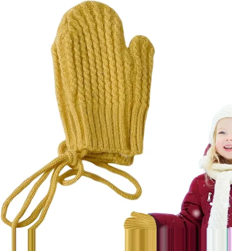 Vista 7 de Yimin Toddler Mitten String - Toddler Mittens with String Kids Warm Winter Full Finger Gloves Baby Thick Fleece Lined for Kid