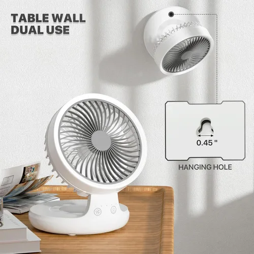 Vista 9 de mollie Ventilador de escritorio USB recargable pequeño de 8 pulgadas, funciona con pilas, con velocidades para el hogar, oficina, dormitorio, mini