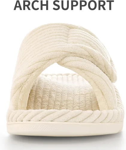 Vista 4 de Litfun Pantuflas ortopédicas para mujer, zapatos de casa con soporte de Beige