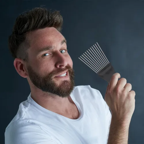 Vista 3 de KALLORY Peine desenredante 2 piezas para herramientas de trenza de metal para mujeres y hombres, peluca de salón y peines desenredar peine africano