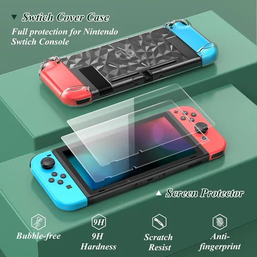 Vista 3 de Mooroer 27 in 1 Switch Accessories Bundle Compatible with Nintendo Switch, Accessories Kit with Carrying Case, Screen Protector, Charging Dock