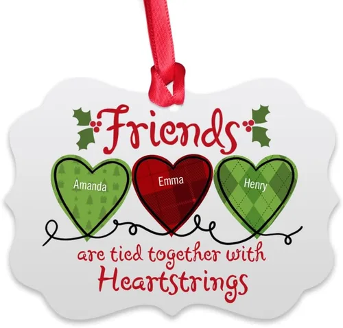 Vista 6 de Gossby Adorno de Navidad personalizado con texto en inglés «Friends», regalo de Navidad personalizado para mujeres con nombres, adorno de mejor