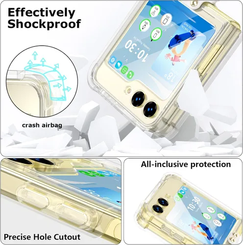Vista 3 de Funda transparente para Samsung Galaxy Z Flip 6 con anillo, anticaídas a prueba de golpes para Z Flip 6 5G 2024